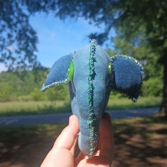 Handcrafted Denim Elephant Plush - Picture 5 of 7